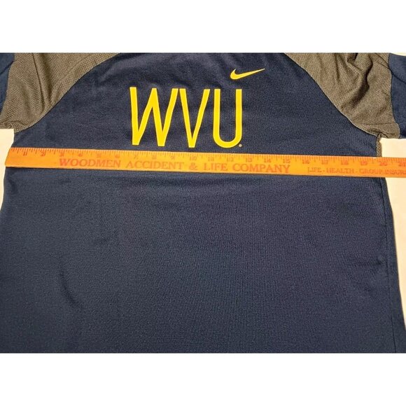 WVU Mountaineer Nation Shirt Nike Dri Fit Medium Long Sleeve West Virginia Blue - Picture 3 of 9
